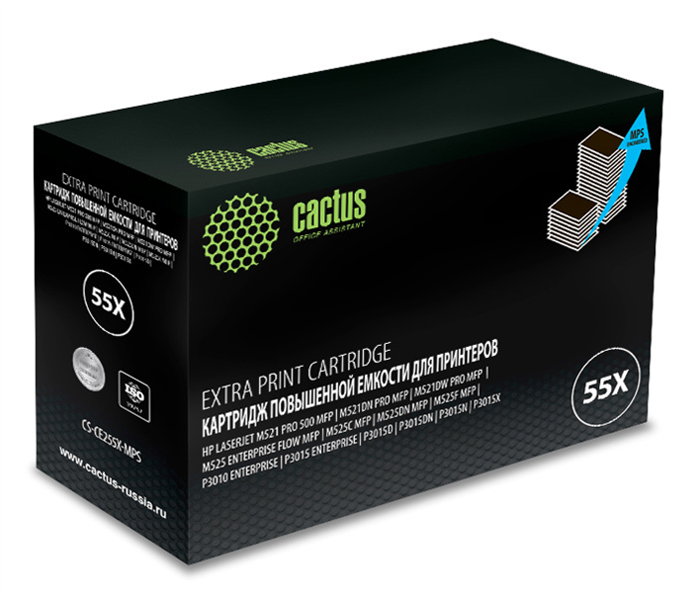 Cactus CS-CE255X-MPS CE255XX черный (15000стр.) для HP LJ P3015