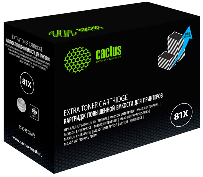Cactus CS-CF281X-MPS CF281XX черный (30000стр.) для HP LJ Ent M630/M605dn/M606dn/M605x