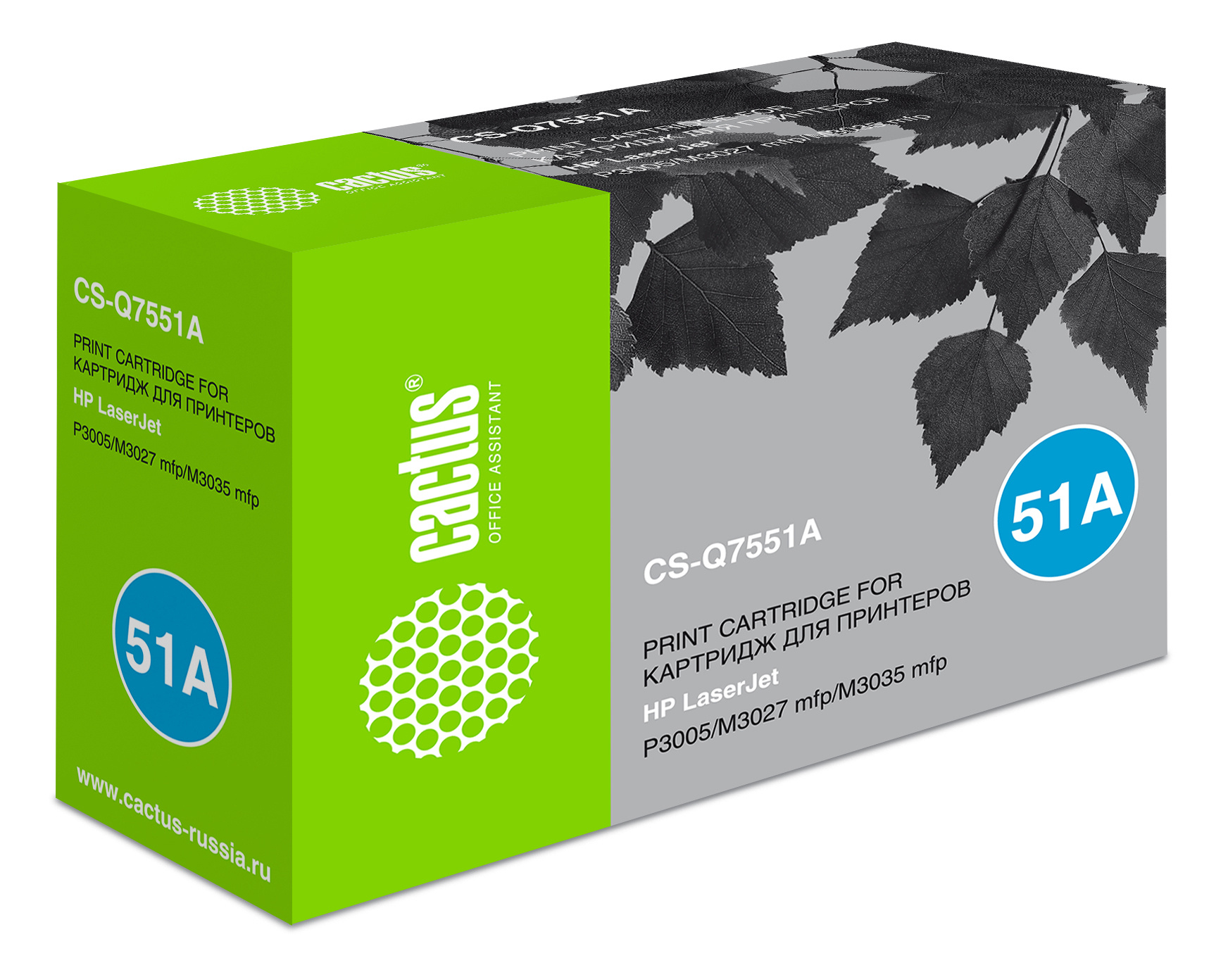 Cactus CS-Q7551A Q7551A черный (6500стр.) для HP LJ P3005/M3027/M3035
