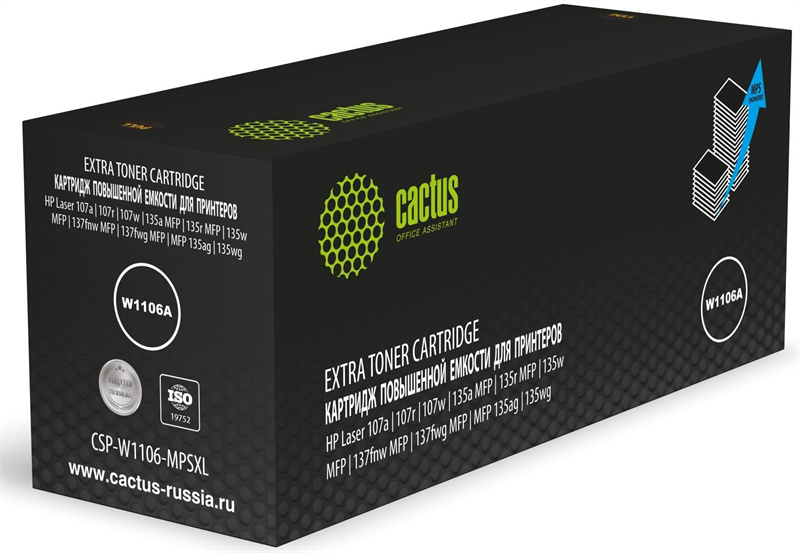 Cactus CSP-W1106-MPSXL W1106A черный (10000стр.) для HP Laser 107a/107r/107w/135a MFP/135r MFP/135w MFP/137fnw MFP/137fwg MFP/MFP 135ag/135wg