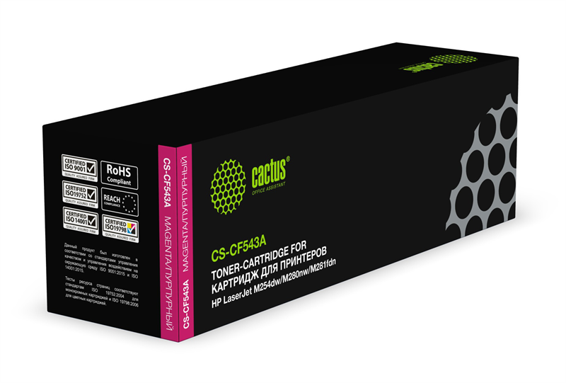 Cactus CS-CF543A CF543A пурпурный (1400стр.) для HP LJ M254dw/M280nw/M281fdn