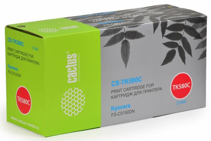Cactus CS-TK580C TK-580C голубой (2800стр.) для Kyocera FS-C5150DN/P6021cdn Ecosys