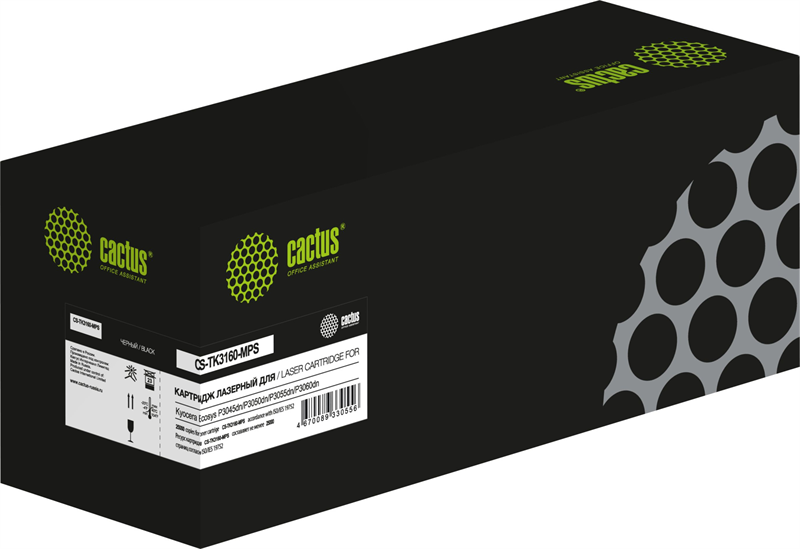Cactus CS-TK3160-MPS TK-3160 черный (25000стр.) для Kyocera Ecosys P3045dn/P3050dn/P3055dn/P3060dn