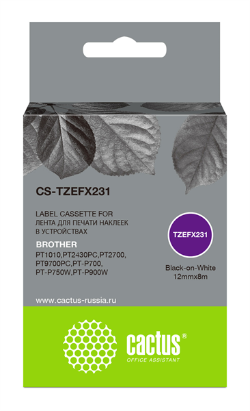 Cactus CS-TZEFX231 TZe-FX231 черный для Brother 1010/1280/1280VP/2700VP