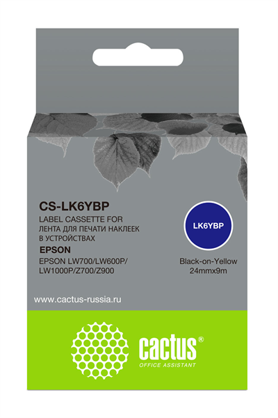 Cactus CS-LK6YBP черный для Epson LW700/LW600P/LW1000P/Z700/Z900