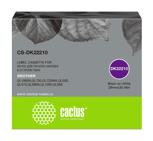Cactus CS-DK22210 DK-22210 черный для Brother P-touch QL-500, QL-550, QL-700, QL-800