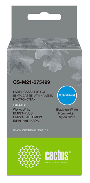 Cactus CS-M21-375499 черный на белом 9.5x4.9 для Brady BMP21-PLUS, BMP21-LAB