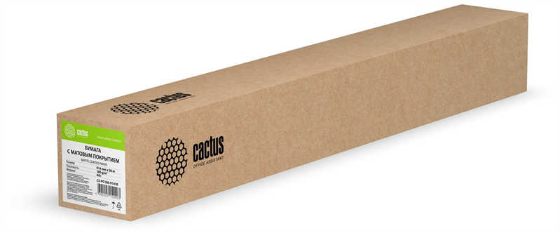 Cactus CS-PC180-91430 36"(A0) 914мм-30м/180г/м2/белый матовое универсальная (с покрытием) втулка:50.8мм (2") (упак.:1рул)