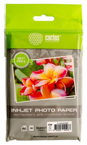 Cactus CS-GA623050ED 10x15/230г/м2/50л./белый глянцевое для струйной печати