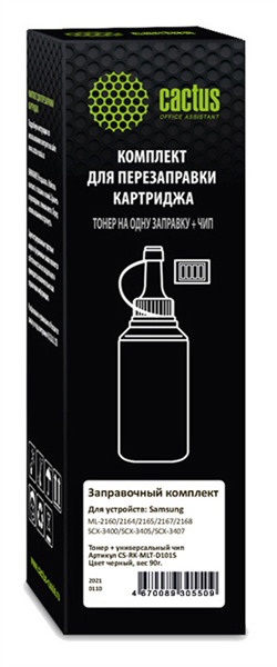 Cactus CS-RK-MLT-D101S черный флакон 90гр. (в компл.:чип) для принтера Samsung ML-2160/SCX-3400