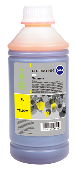 Cactus CS-EPT6644-1000 T6644 желтый 1000мл для Epson L100/L110/L120/L132/L200/L210/L222/L300/L312/L350/L355/L362/L366/L456/L550/L555/L566/L1300