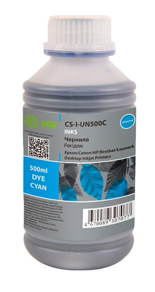 Cactus CS-I-Un500C голубой 500мл для Epson/Canon/HP/Brother Ecotank