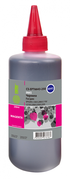 Cactus CS-EPT6643-250 T6643 пурпурный 250мл для Epson L100/L110/L120/L132/L200/L210/L222/L300/L312/L350/L355/L362/L366/L456/L550/L555/L566/L1300