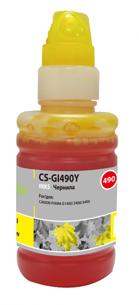 Cactus CS-GI490Y GI-490 желтый 100мл для Canon Pixma G1400/G2400/G3400