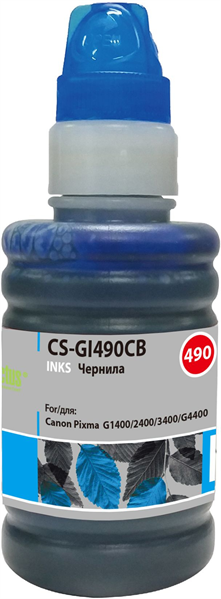 Cactus CS-GI490CB GI-490 голубой 100мл для Canon Pixma G1400/G2400/G3400